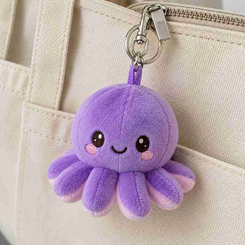 02-05 Plush Keychains Develop Different Plush Products Violet Octopus Plush Keychain on Tote-6