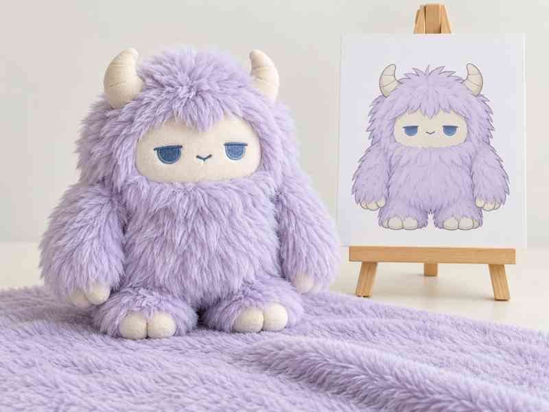 Ewintoys 01-03 Collectible Plush Material Priorities Lavender Yeti Plush with Matching Artwork-4